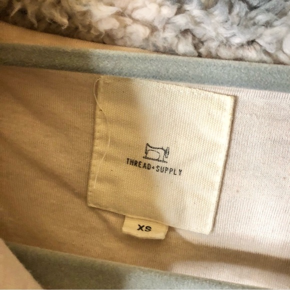 Thread & Supply PLAID 1/4 ZIP FAUX SHEARLING Sherpa JACKET IVORY MAUVE GREY XS - Picture 4 of 5